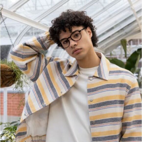 Zara Men’s Striped Beige Yellow Multicolored Structured Button Up Jacket Sz XL - Picture 11 of 15